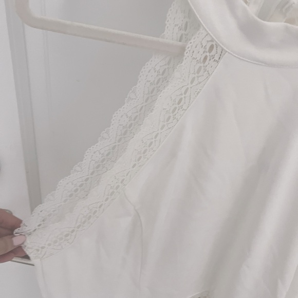 Lulus Reach Out My Hand White Lace Skater Halter Mini Dress XL - Picture 9 of 12